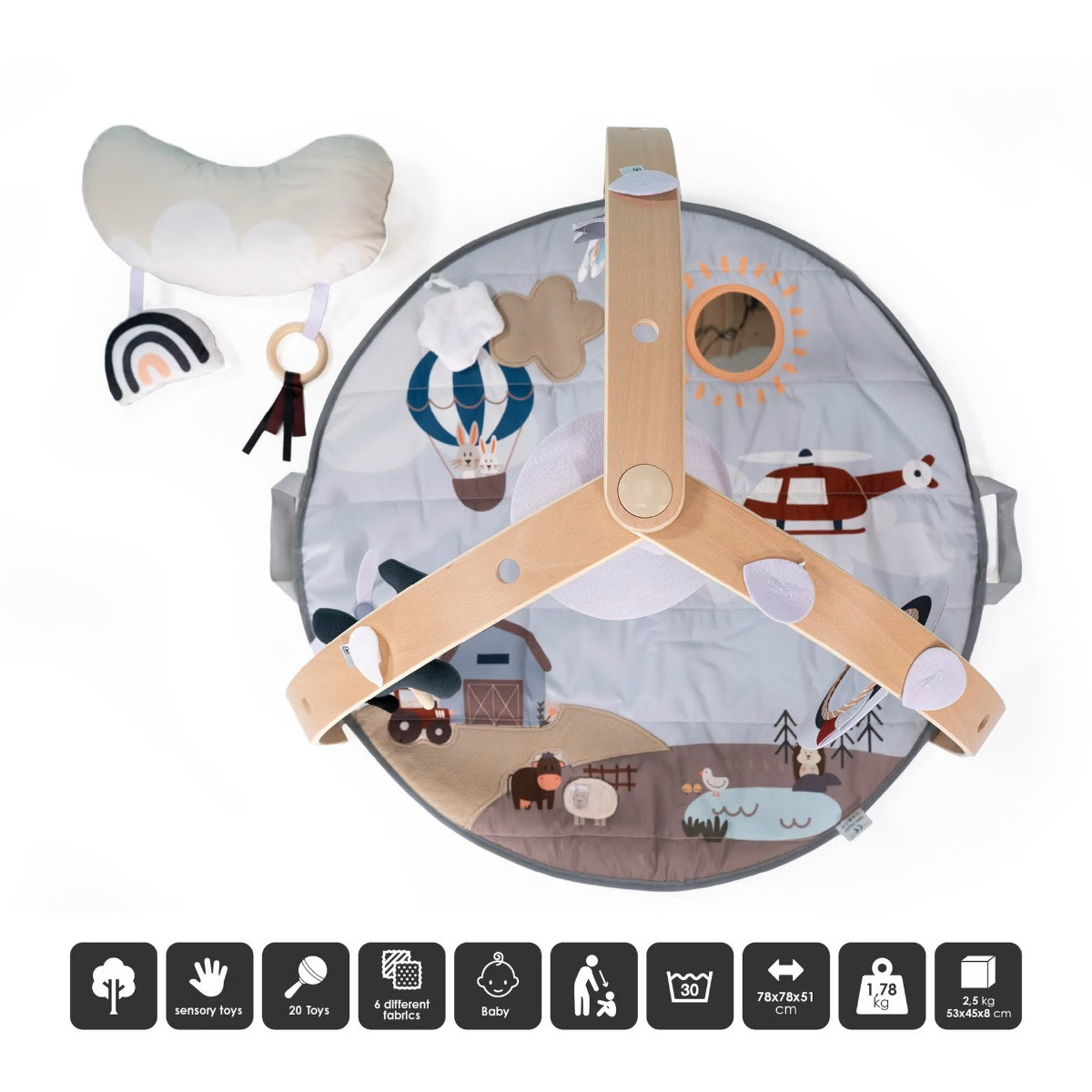 Babygo Sky Houten Activity Gym Speelkleed