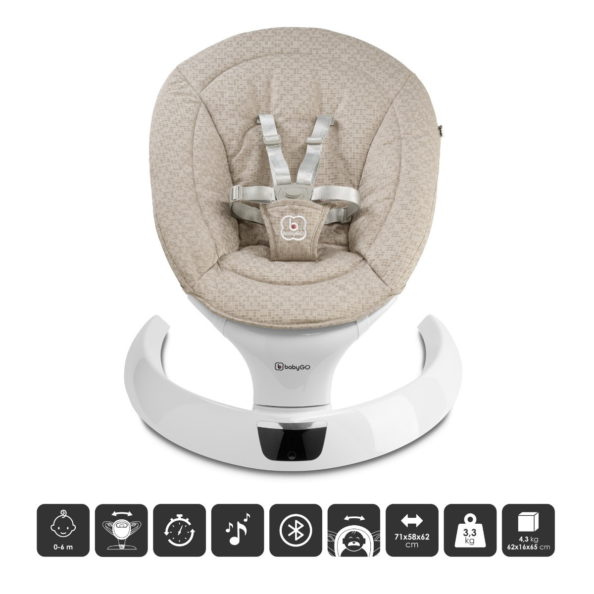 BabyGo Swing Beige Elektrische Babyschommel
