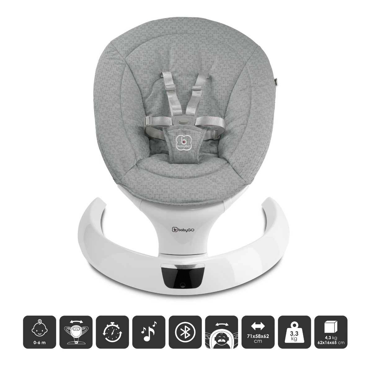 BabyGo Swing Grey Elektrische Babyschommel