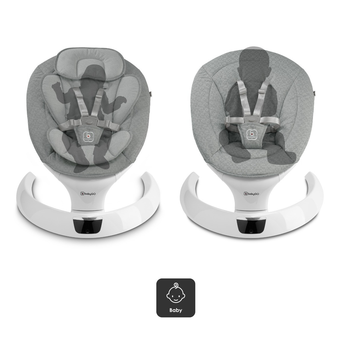 BabyGo Swing Grey Elektrische Babyschommel