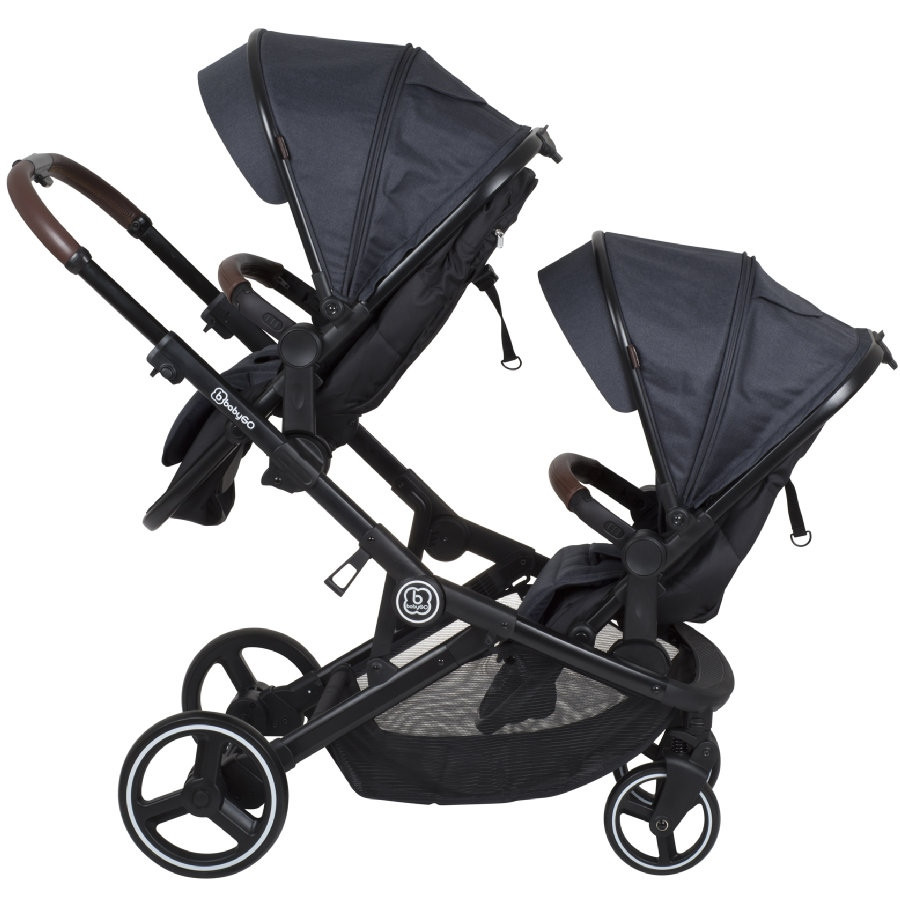 Babygo Twinner Grey Tandem Duowagen incl. 2 Autostoelen