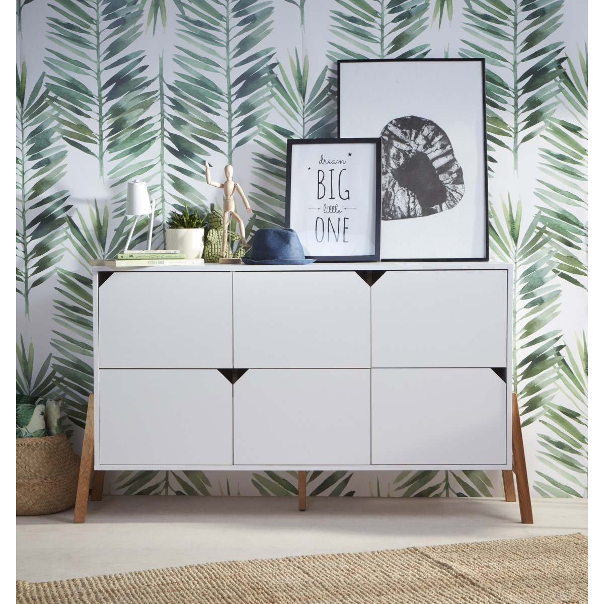 Bellamy Lotta Snow Babykamer: Ledikant/Juniorbed en Commode met 6 lades