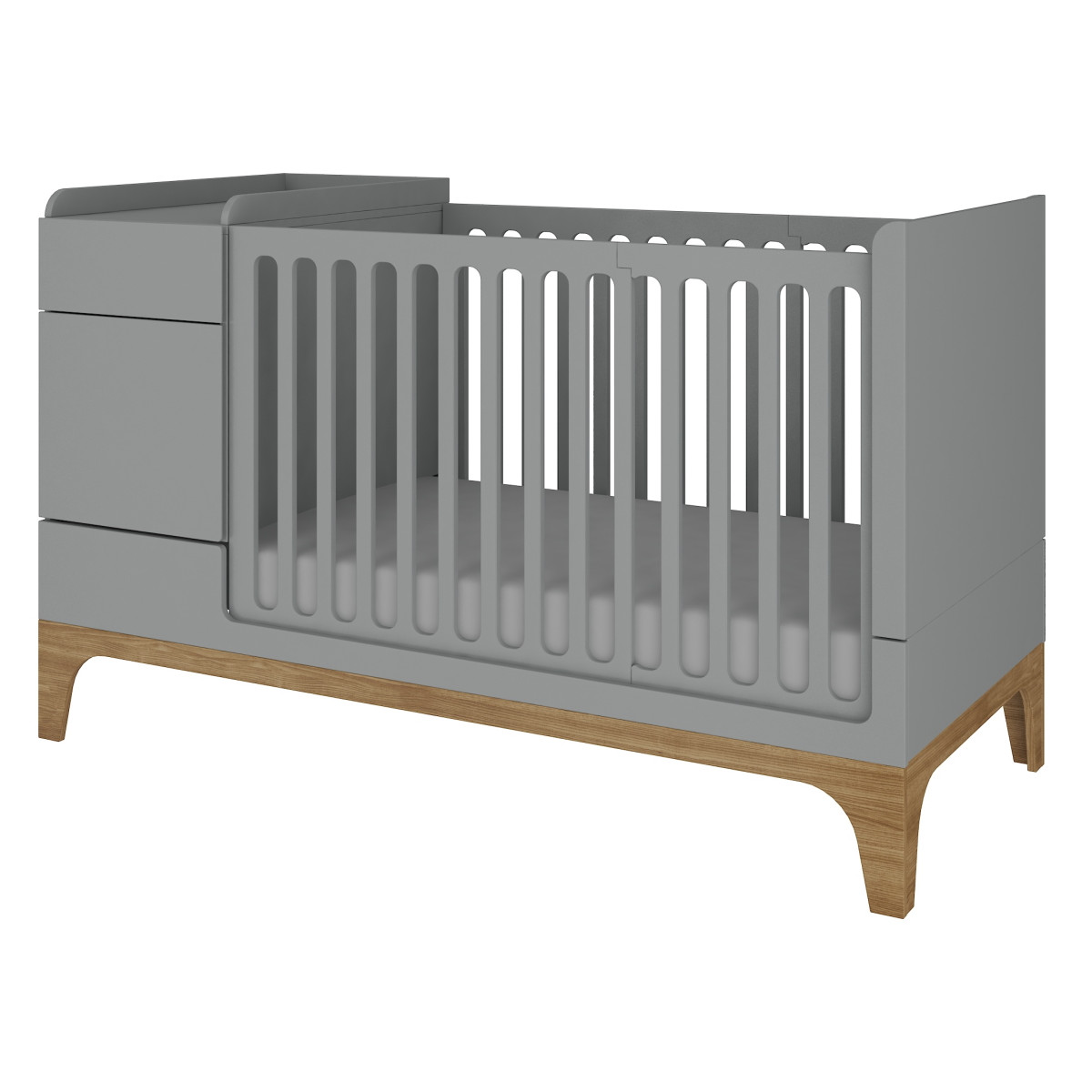 Bellamy UP! Grey 70 x 120/160 cm 2-in-1 Meegroei Ledikant & Commode