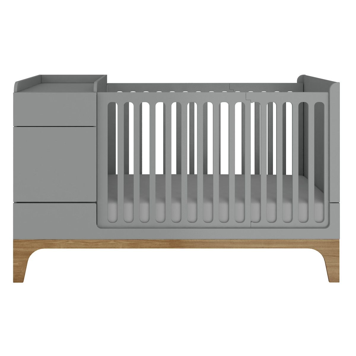 Bellamy UP! Grey 70 x 120/160 cm 2-in-1 Meegroei Ledikant & Commode