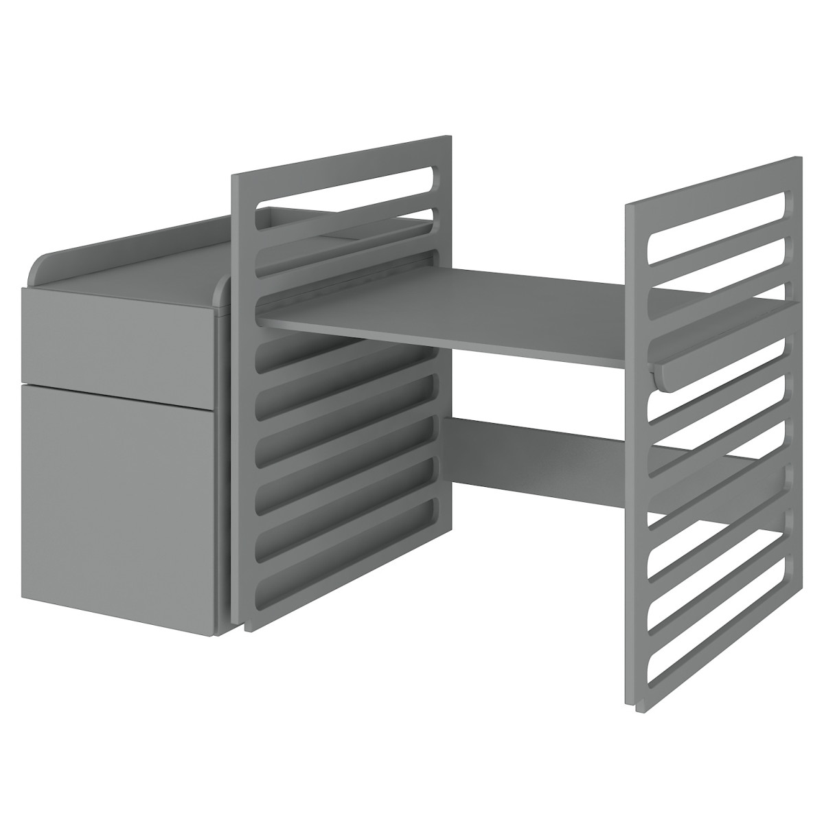 Bellamy UP! Grey 70 x 120/160 cm 2-in-1 Meegroei Ledikant en Commode met Lade