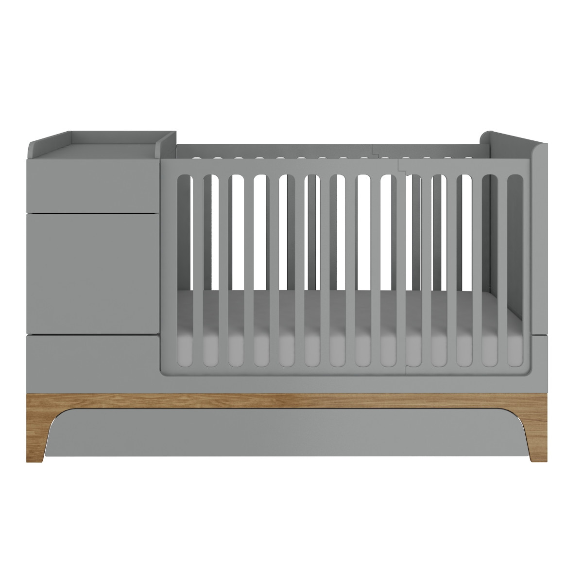 Bellamy UP! Grey 70 x 120/160 cm 2-in-1 Meegroei Ledikant en Commode met Lade