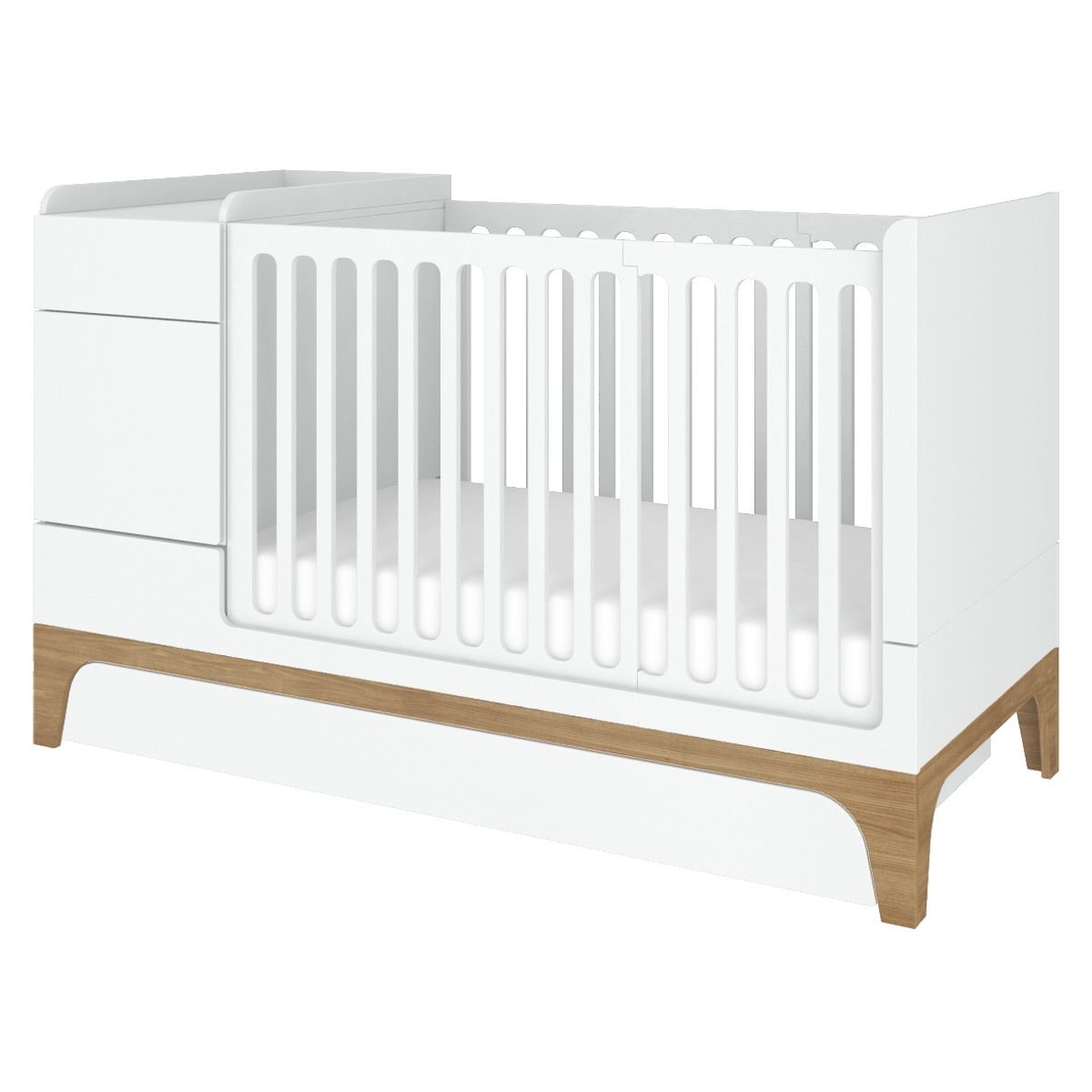 Bellamy UP! White 70 x 120/160 cm 2-in-1 Meegroei Ledikant en Commode met Lade