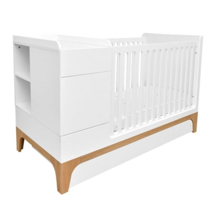 Bellamy UP! White 70 x 120/160 cm 2-in-1 Meegroei Ledikant en Commode met Lade