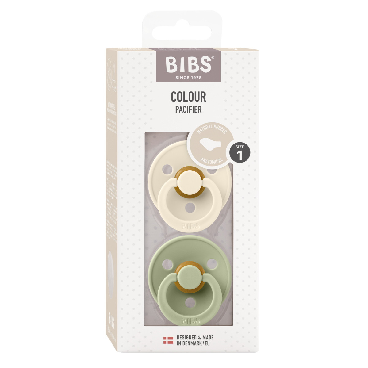 Bibs Ivory/Sage 0-6 mnd 2 Stuks Anatomische Fopspeen