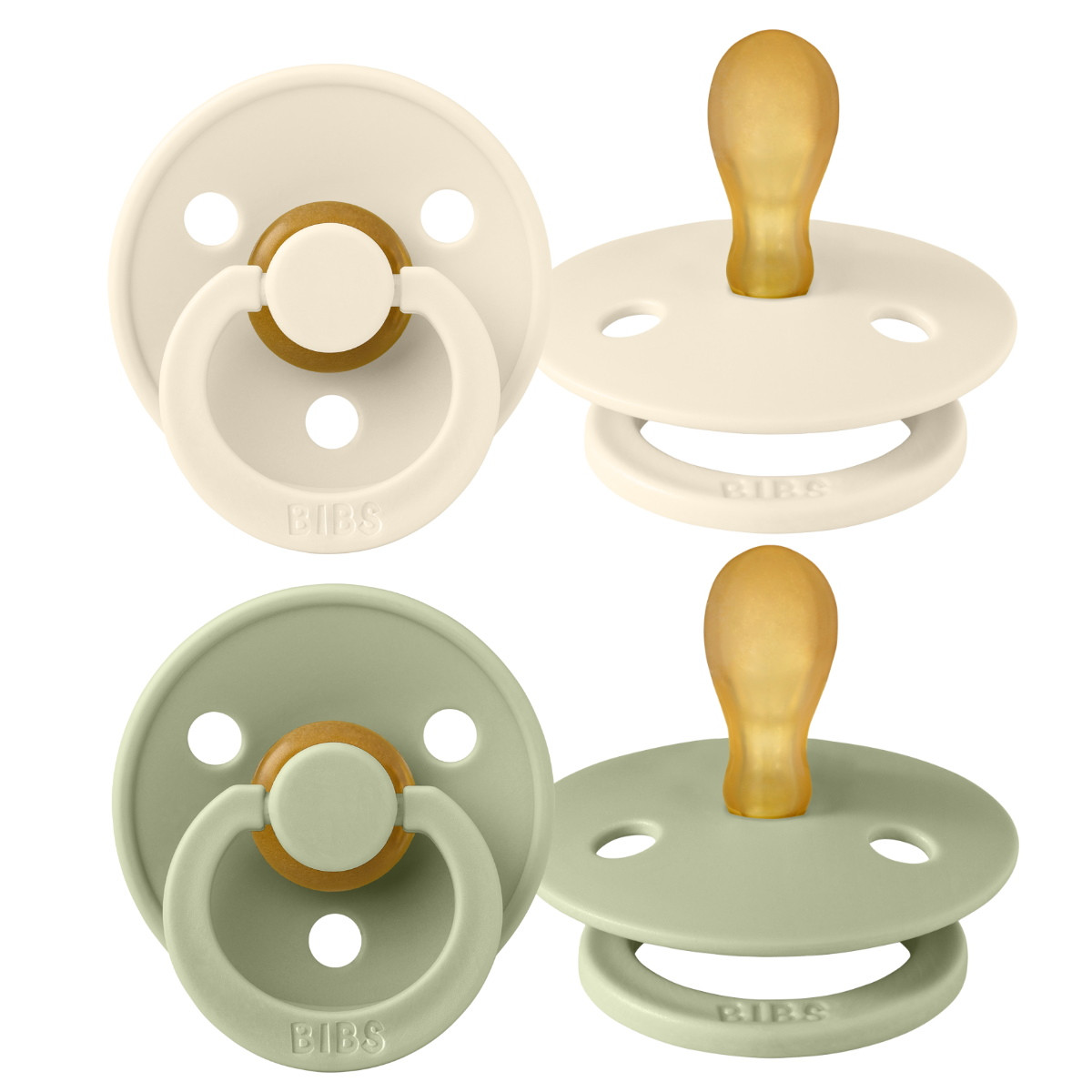 Bibs Ivory/Sage 0-6 mnd 2 Stuks Symmetrische Fopspeen