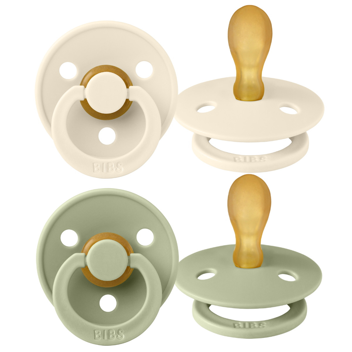 Bibs Ivory/Sage 6-18 mnd 2 Stuks Symmetrische Fopspeen