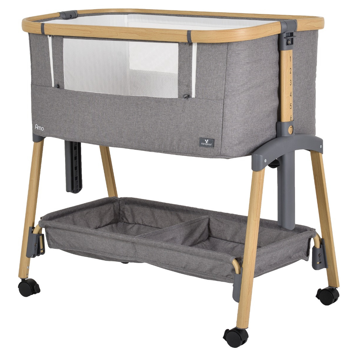 Cangaroo Amo Dark Grey Wieg Aan Bed