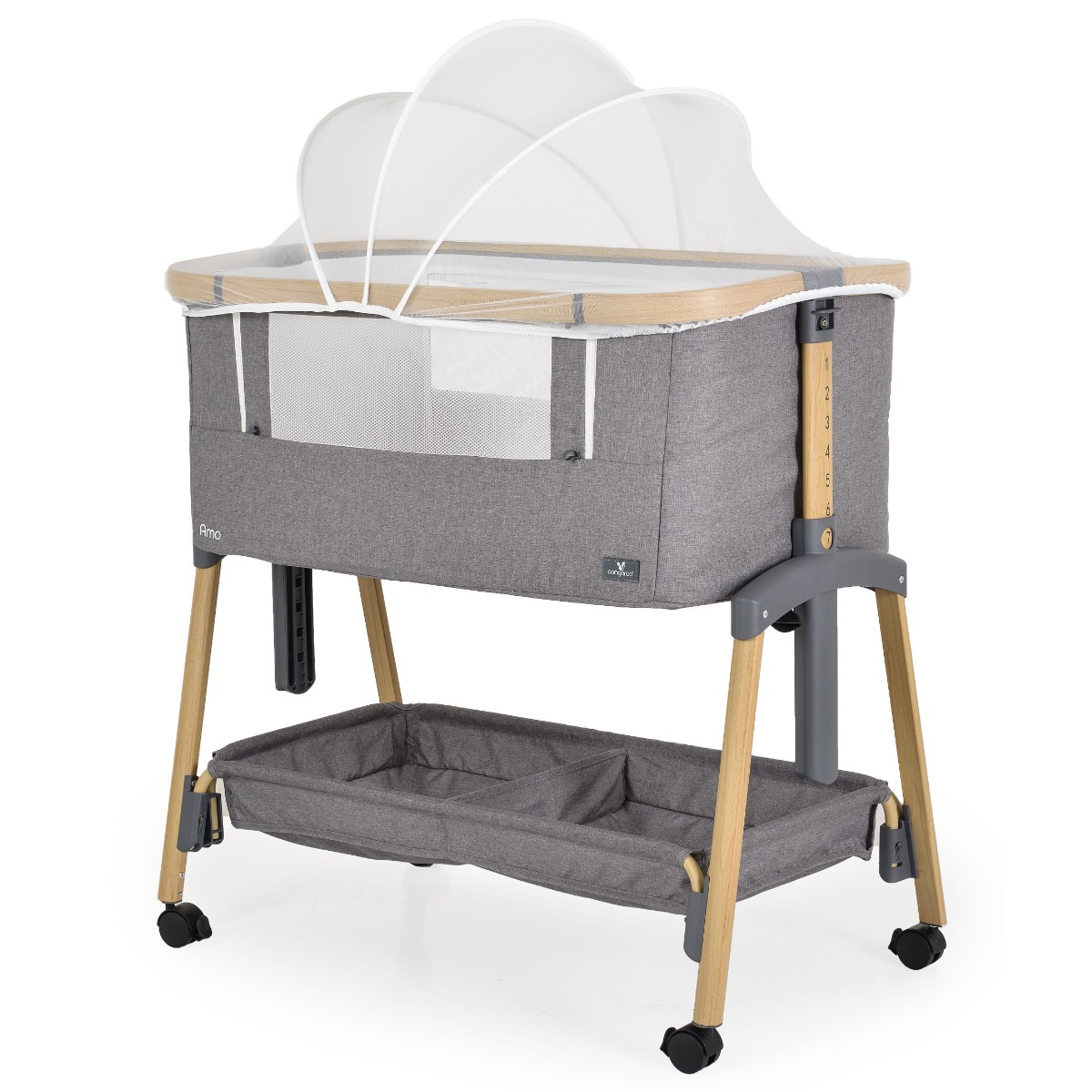 Cangaroo Amo Dark Grey Wieg Aan Bed