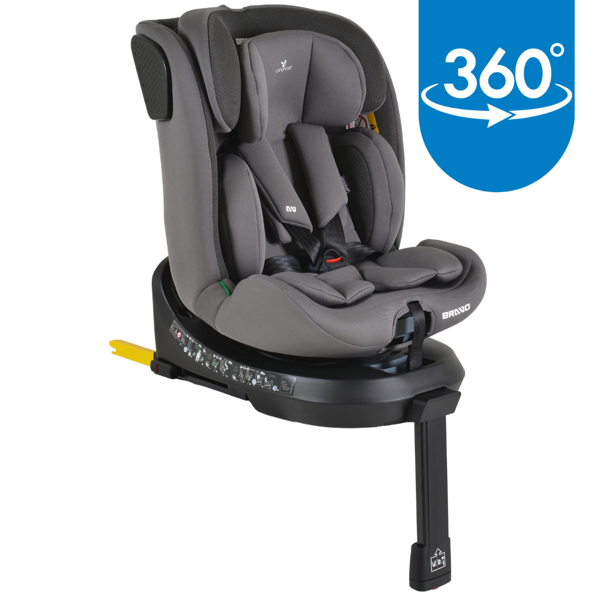 Weekendaanbieding: Cangaroo Bravo Grey 40-150 cm 360° i-Size Autostoel