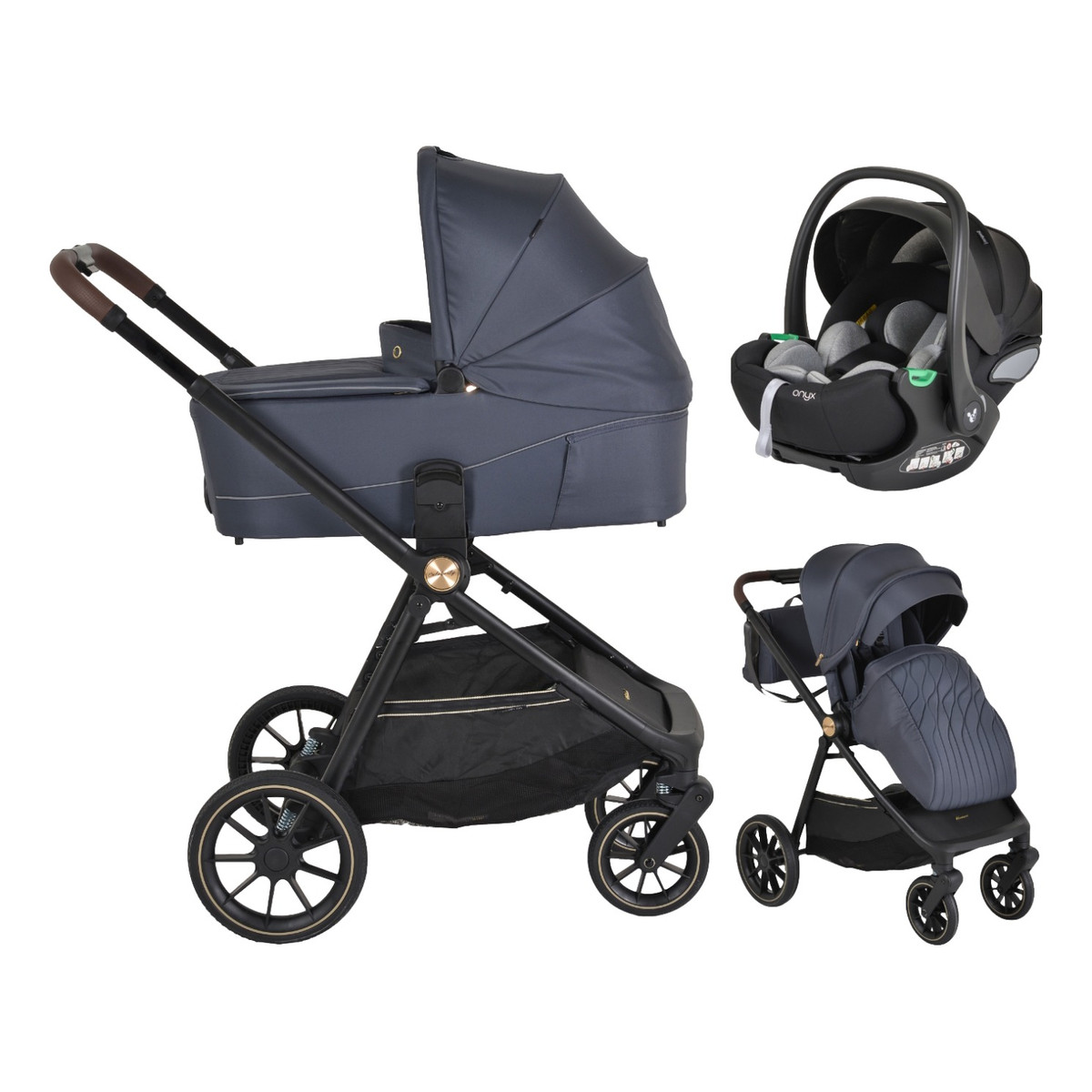 Cangaroo Celebrity Graystone 3-in-1 Kinderwagen Incl. Autostoel