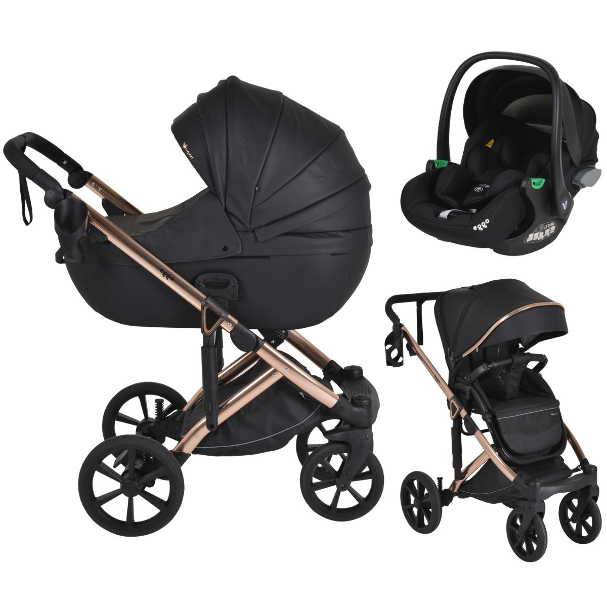Cangaroo Eggo Caviar Black 3-in-1 Kinderwagen