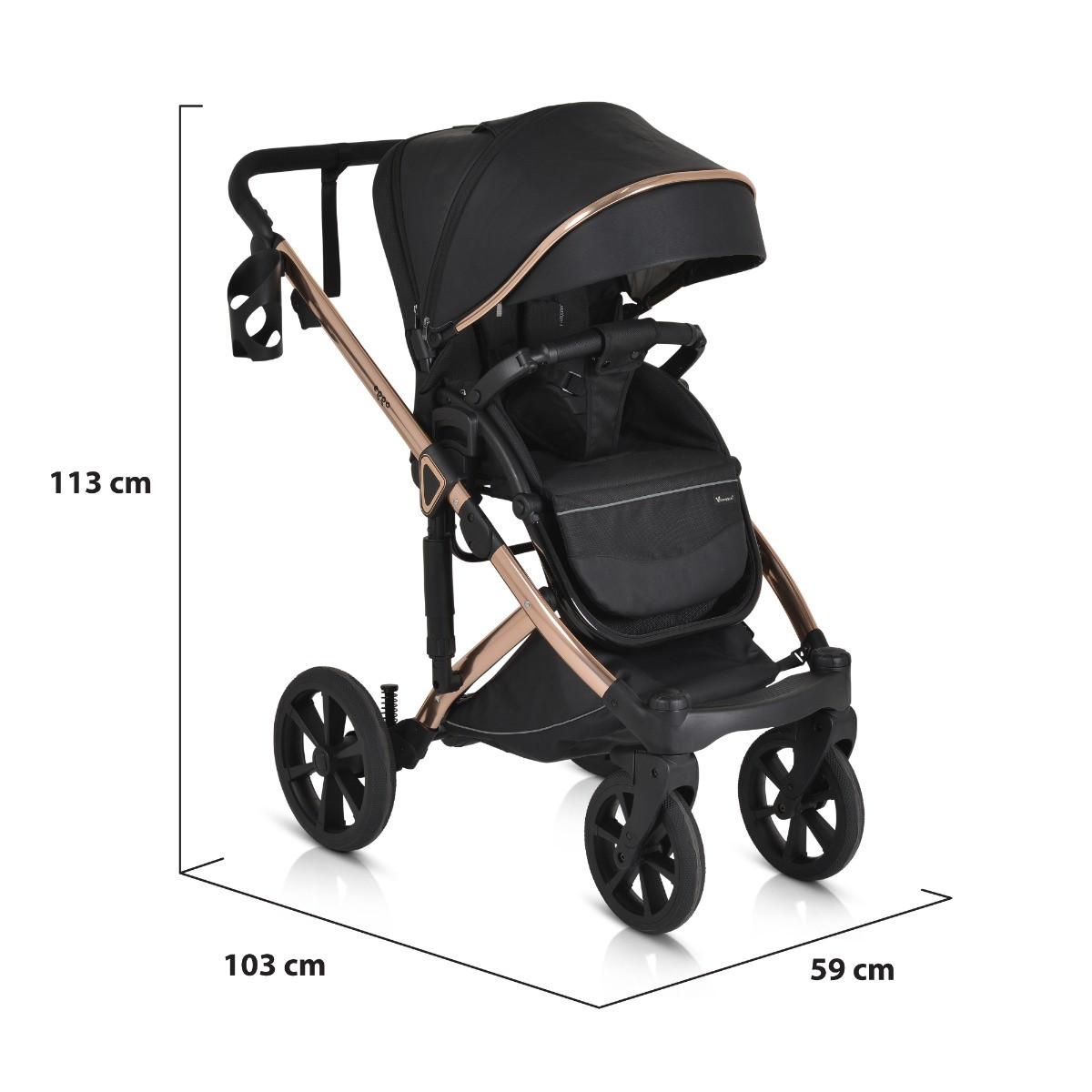 Cangaroo Eggo Caviar Black 3-in-1 Kinderwagen