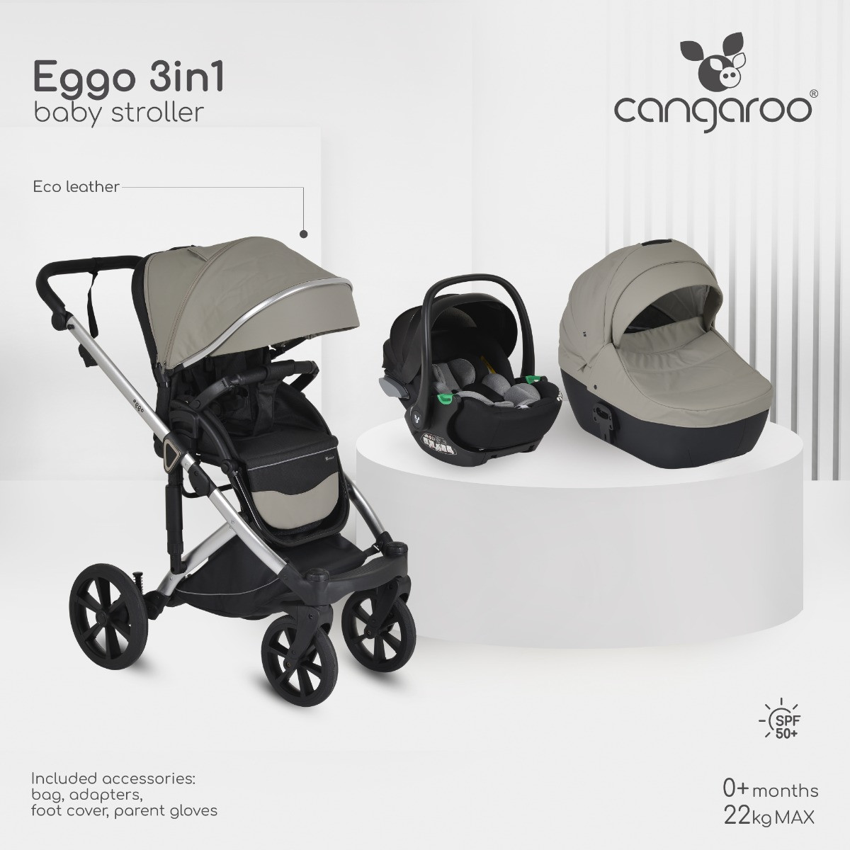 Cangaroo Eggo Pigeon Grey 3-in-1 Kinderwagen