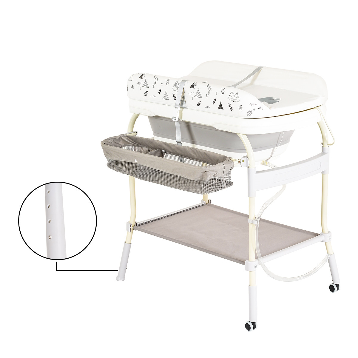 Cangaroo Garda Wit/Grijs 2-in-1 Badje en Luiertafel