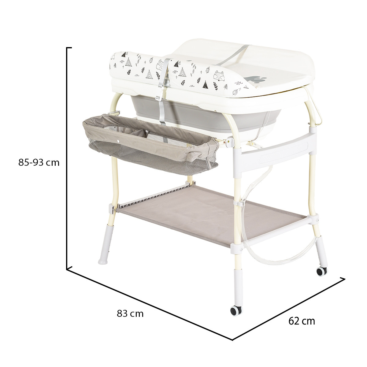 Cangaroo Garda Wit/Grijs 2-in-1 Badje en Luiertafel