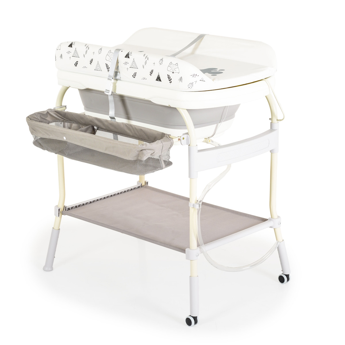 Cangaroo Garda Wit/Grijs 2-in-1 Badje en Luiertafel