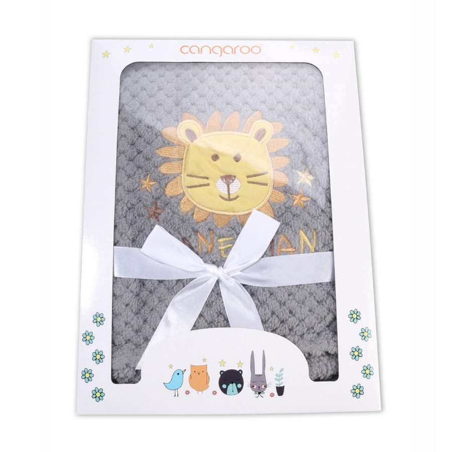 Cangaroo Grijs Freya Leeuw 75 x 105 cm Wiegdeken