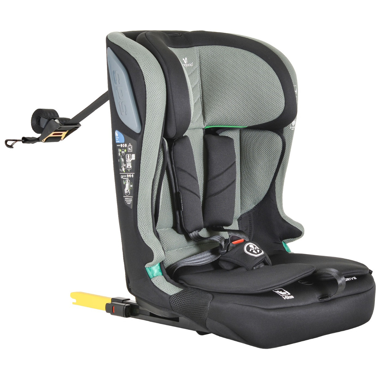 Cangaroo I-Drive Twill Green 76-150 cm i-Size Autostoel