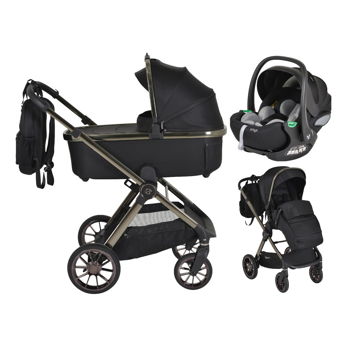Cangaroo iClick Black 3-in-1 Kinderwagen Incl. Autostoel