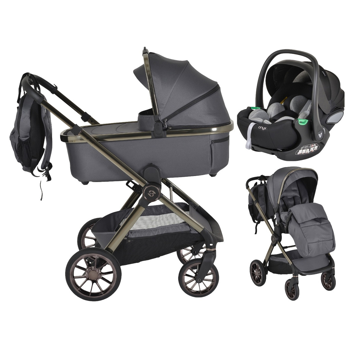 Cangaroo iClick Grey 3-in-1 Kinderwagen Incl. Autostoel
