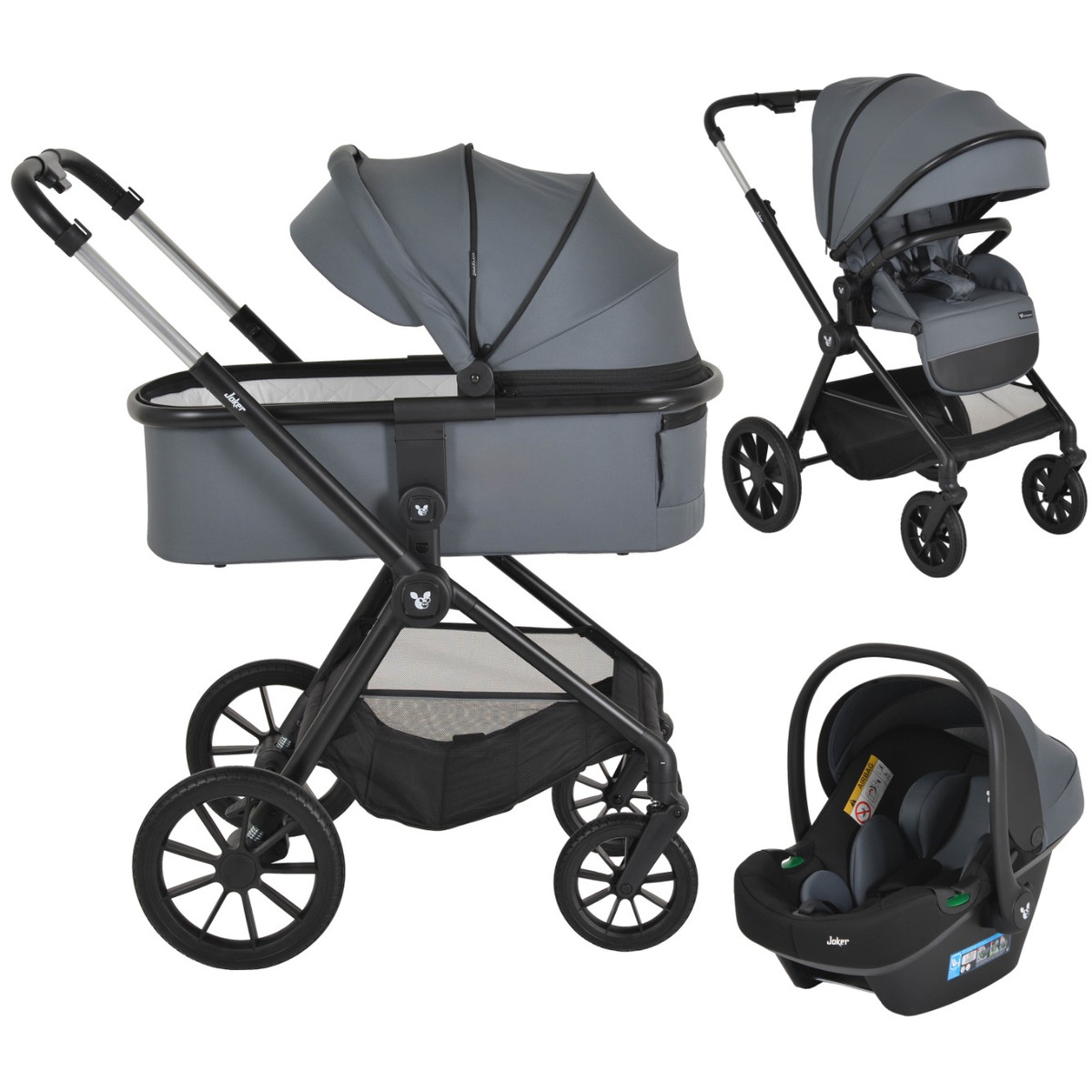 Cangaroo Joker Mineral Grey 3-in-1 Kinderwagen incl. Autostoel