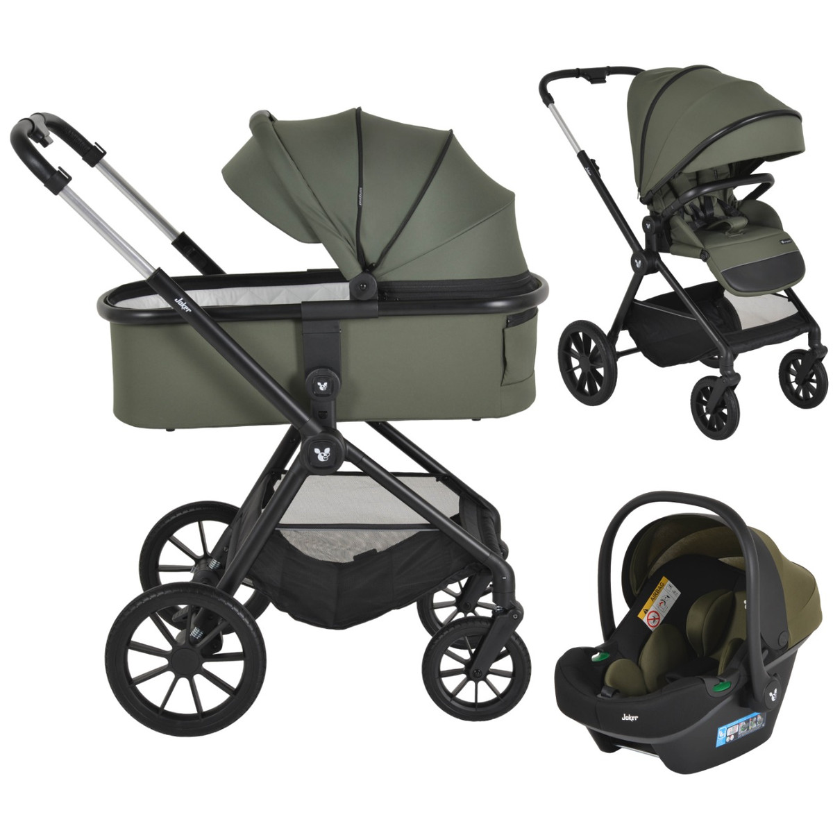 Cangaroo Joker Olive Green 3-in-1 Kinderwagen incl. Autostoel