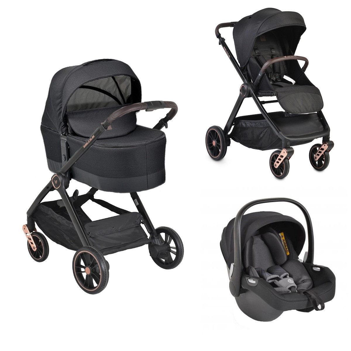 Cangaroo Macan Black 3-in-1 Kinderwagen Incl. i-Size Autostoel