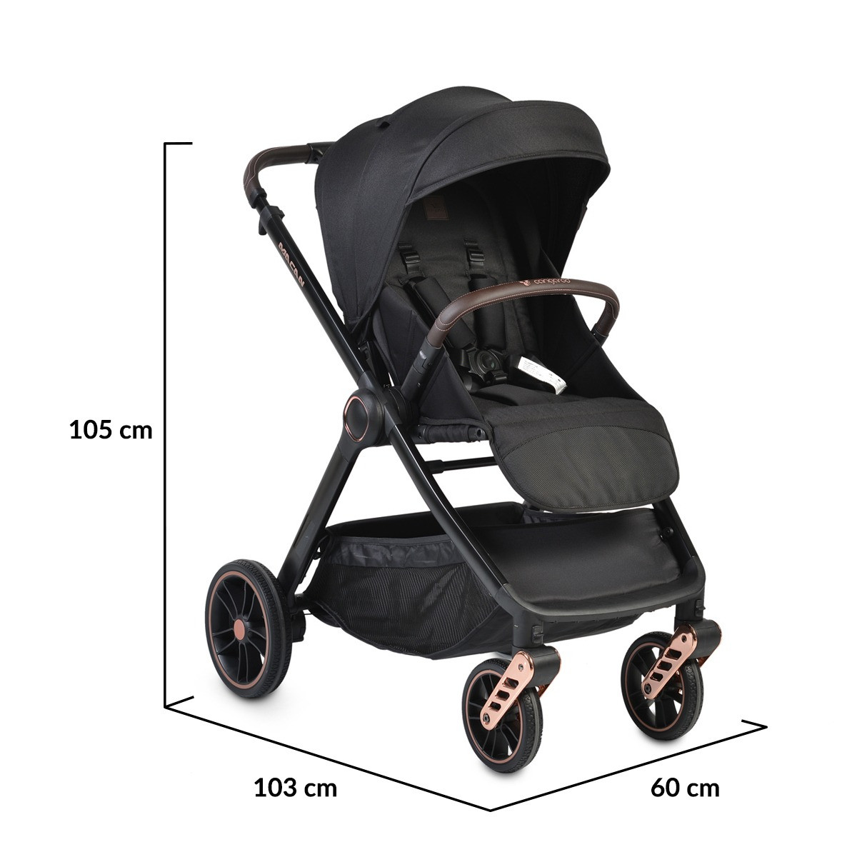 Cangaroo Macan Black 3-in-1 Kinderwagen Incl. i-Size Autostoel