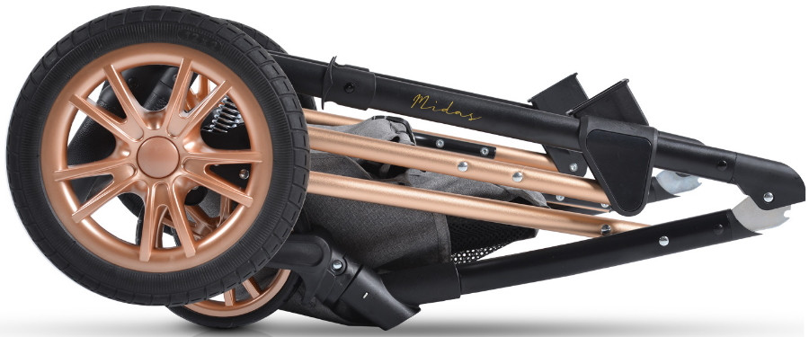 Cangaroo Midas Black 3-in-1 Combi Kinderwagen incl. Autostoel