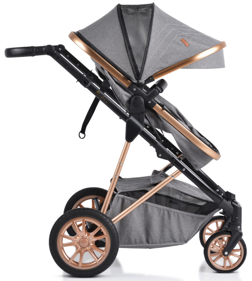 Cangaroo Midas Grey 3-in-1 Combi Kinderwagen incl. i-Size Autostoel