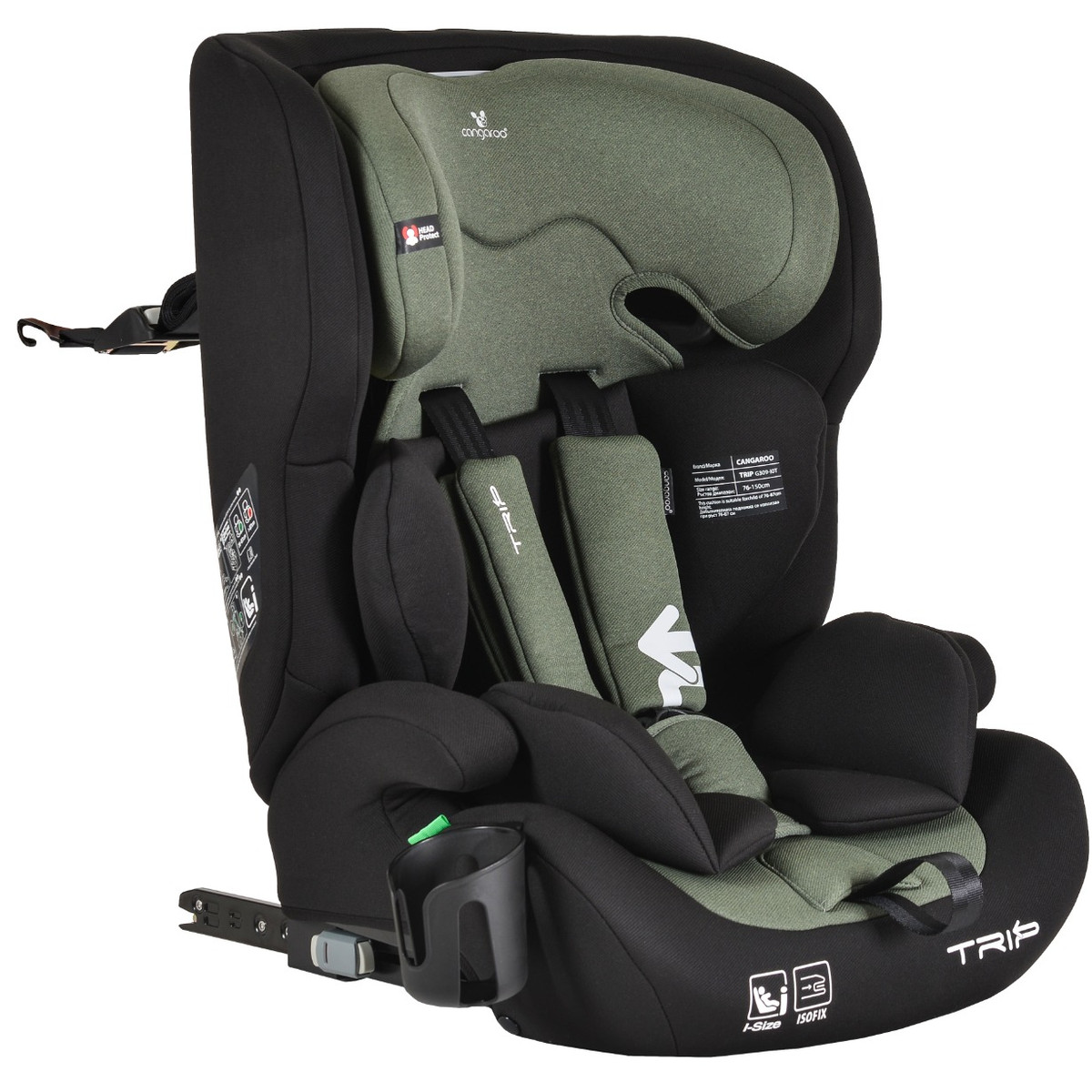Cangaroo Trip Hunter Green 76-150 cm i-Size Autostoel