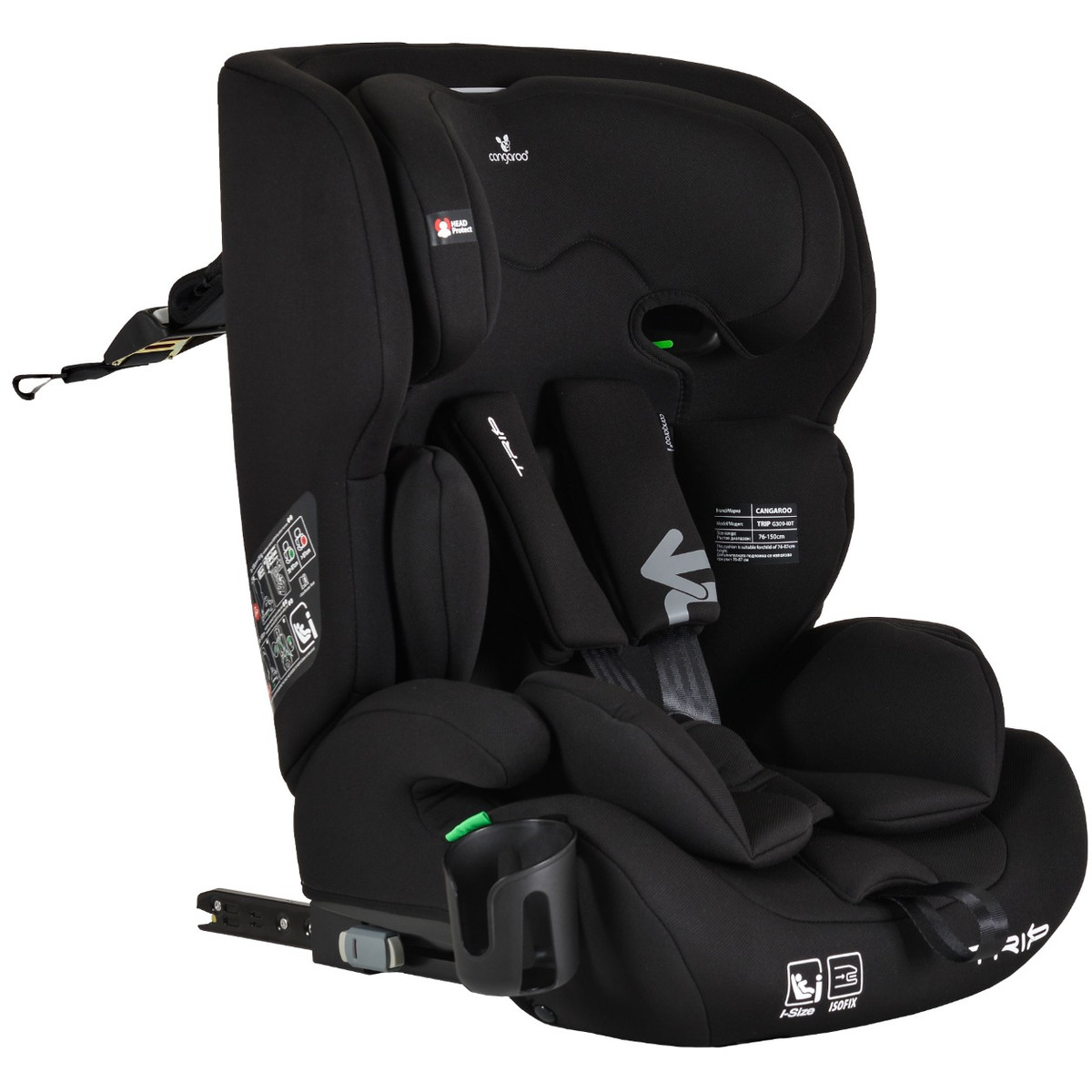 Cangaroo Trip Midnight Black 76-150 cm i-Size Autostoel