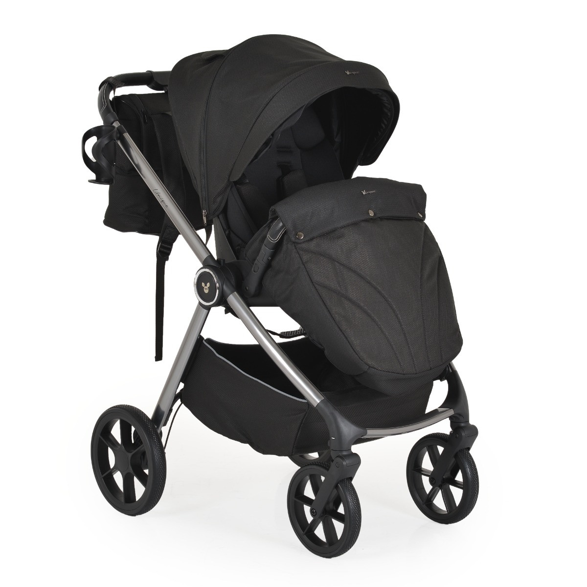 Cangaroo Unique Carbon Black 3-in-1 Kinderwagen incl. i-Size Autostoel