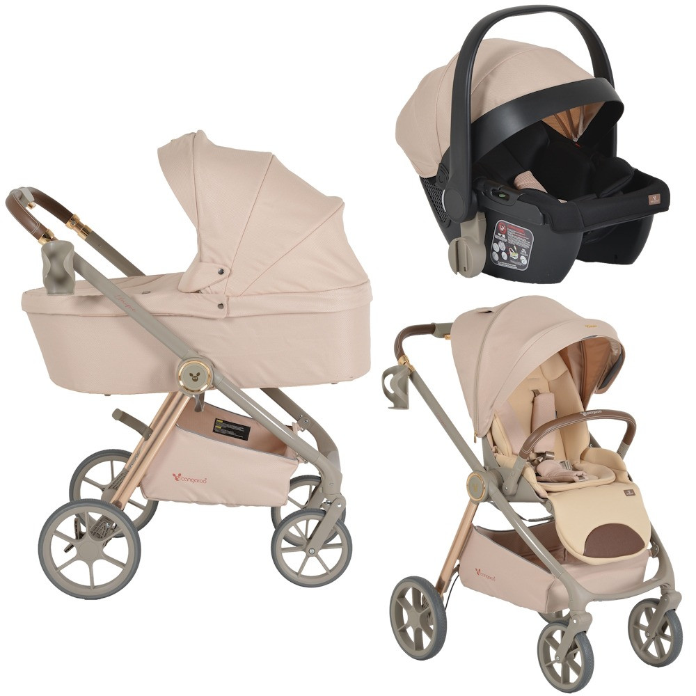 Cangaroo Unique Macadamia Beige 3-in-1 Kinderwagen incl. i-Size Autostoel