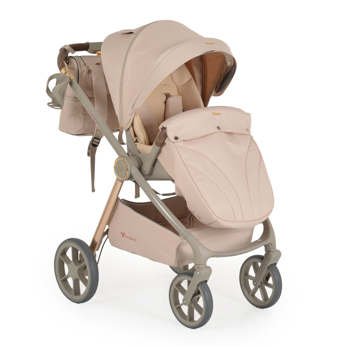 Cangaroo Unique Macadamia Beige 3-in-1 Kinderwagen incl. i-Size Autostoel