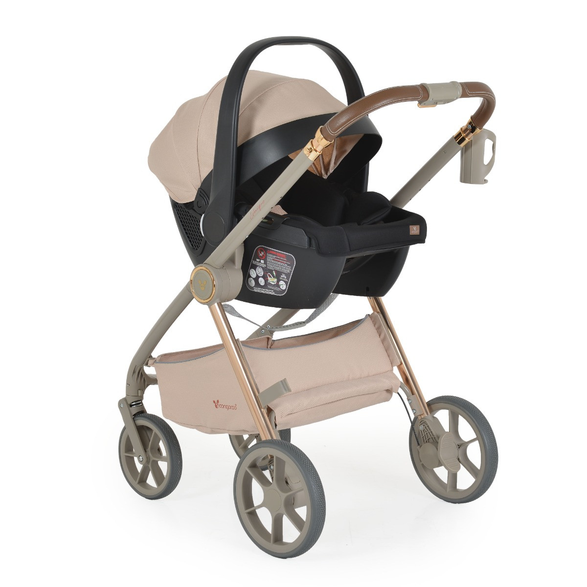 Cangaroo Unique Macadamia Beige 3-in-1 Kinderwagen incl. i-Size Autostoel