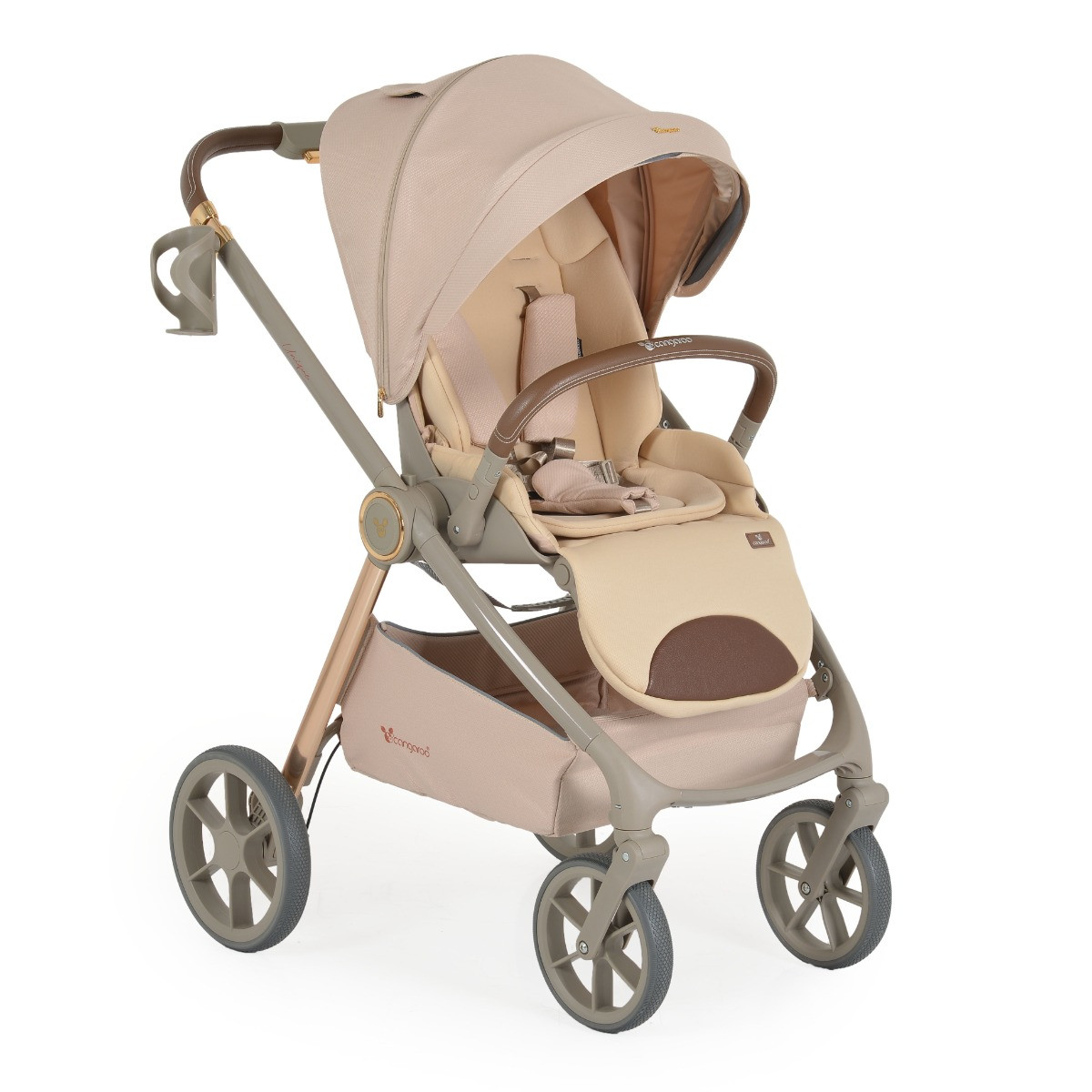Cangaroo Unique Macadamia Beige 3-in-1 Kinderwagen incl. i-Size Autostoel