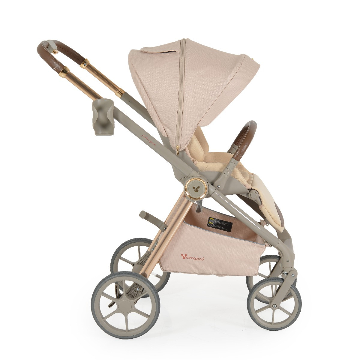 Cangaroo Unique Macadamia Beige 3-in-1 Kinderwagen incl. i-Size Autostoel