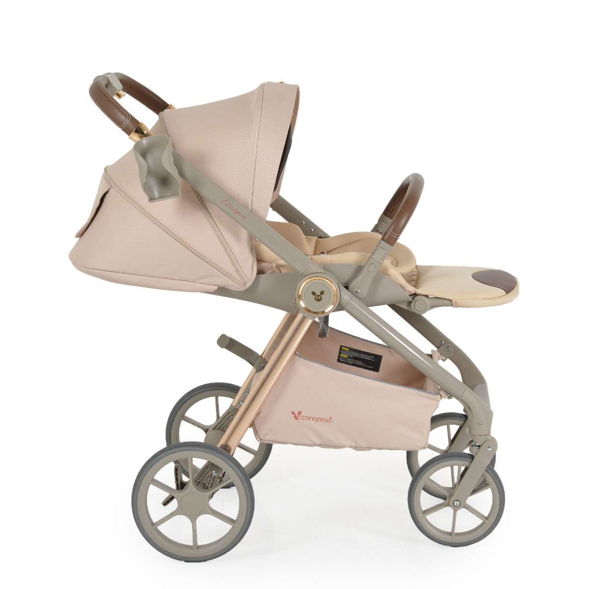 Cangaroo Unique Macadamia Beige 3-in-1 Kinderwagen incl. i-Size Autostoel