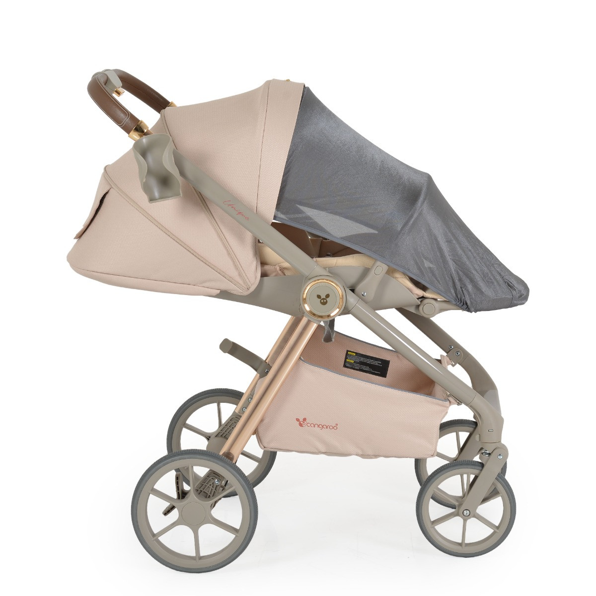 Cangaroo Unique Macadamia Beige 3-in-1 Kinderwagen incl. i-Size Autostoel