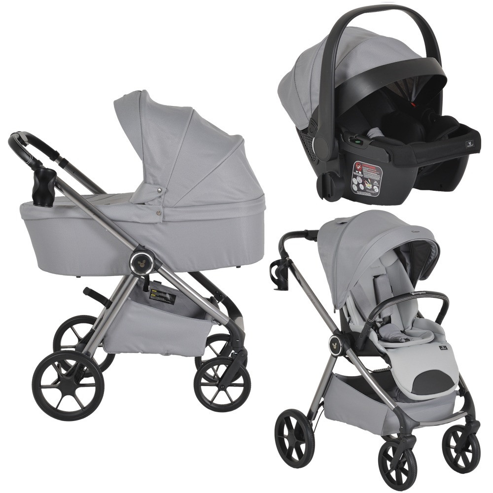Cangaroo Unique Silver Cloud 3-in-1 Kinderwagen incl. i-Size Autostoel