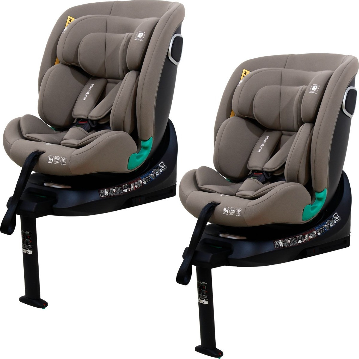 MamaLoes Demian Taupe 40-150 cm 360° i-Size Autostoel - Set van 2
