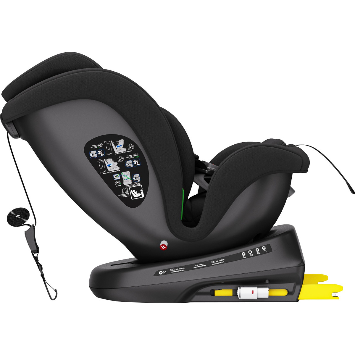 Ding Aiden Black 40-150 cm 360° i-Size Autostoel