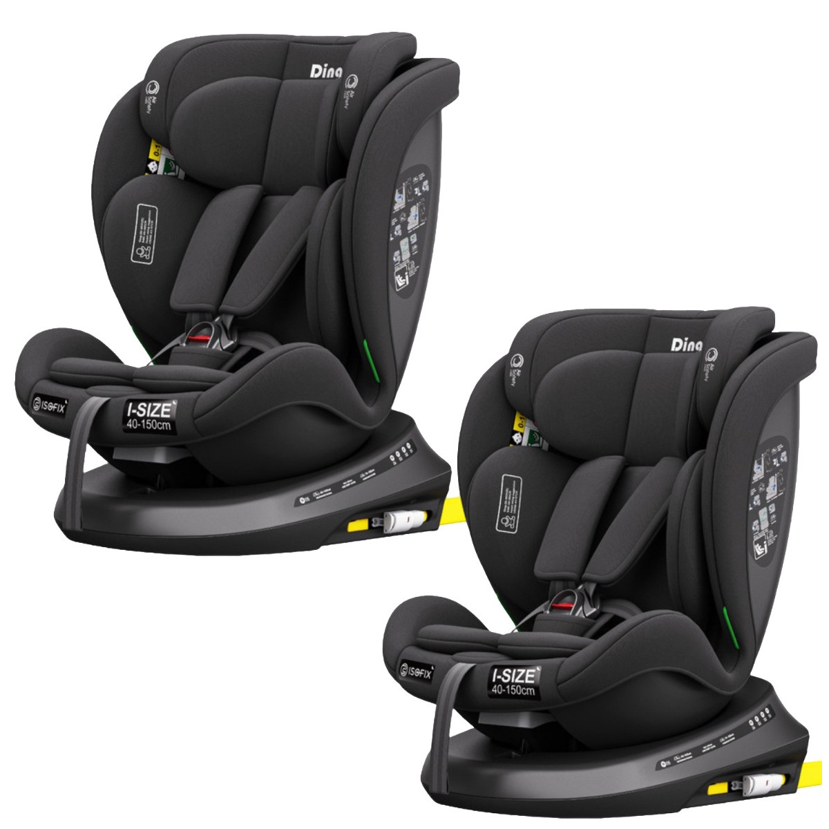 Ding Aiden Black 40-150 cm 360° i-Size Autostoel - Set van 2