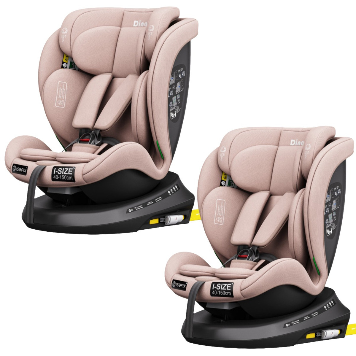 Ding Aiden Pink 40-150 cm 360° i-Size Autostoel - Set van 2